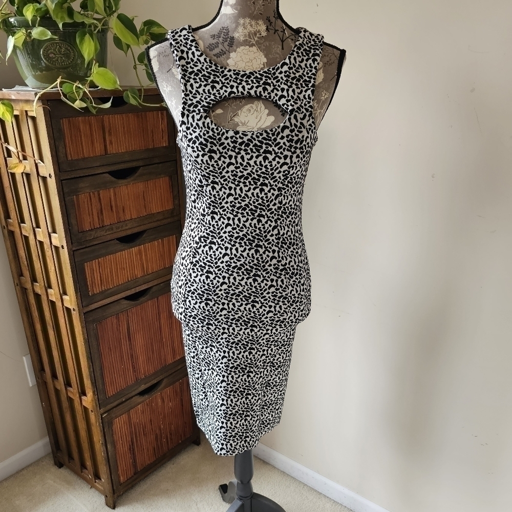 Kardashian Kollection Keyhole Cheetah Print Bodycon Dress XS